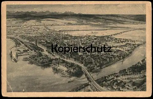 ALTE POSTKARTE KONSTANZ BODENSEE LUFTBILD FLIEGERAUFNAHME Constanz Schiffe Schiff ship ships cpa postcard Ansichtskarte