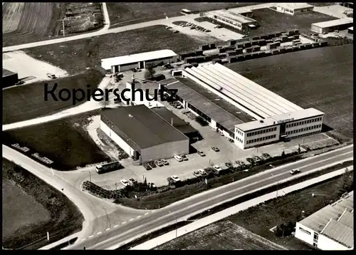 ÄLTERE POSTKARTE ICHENHAUSEN LUFTAUFNAHME DER FIRMA JOSEF SCHEPPACH MASCHINENFABRIK Fabrik machine factory postcard