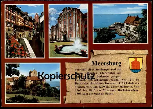 ÄLTERE POSTKARTE MEERSBURG WAPPEN & GESCHICHTE CHRONIK Chronikkarte chronique chronicle storycard postcard cpa