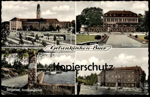 ÄLTERE POSTKARTE GELSENKIRCHEN BUER PARTIE AN DER POST BERGERSEE BUSBAHNHOF SCHLOSS BERGE Ansichtskarte AK postcard cpa