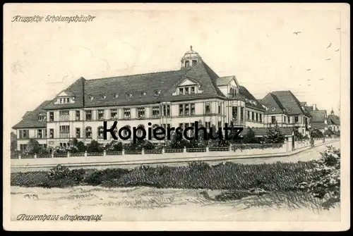 ALTE POSTKARTE ESSEN KRUPPSCHE ERHOLUNGSHÄUSER FRAUENHAUS STRASSENANSICHT KRUPP FELDPOST 1914 Ansichtskarte postcard cpa