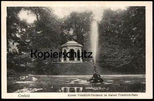 ALTE POSTKARTE CREFELD KAISER FRIEDRICH-HAIN Denkmal monument Feldpost Stempel 1916 Ansichtskarte AK postcard cpa