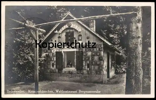 ALTE POSTKARTE BADENWEILER KNUSPERHÄUSCHEN HÄNSEL UND GRETEL HEXE witch Märchen fairy tale Waldrestaurant Bergmannsruhe