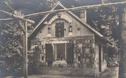 ALTE POSTKARTE BADENWEILER KNUSPERHÄUSCHEN HÄNSEL UND GRETEL HEXE witch Märchen fairy tale Waldrestaurant Bergmannsruhe