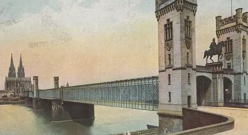 ALTE POSTKARTE KÖLN A. RH. FESTE BRÜCKE VON DEUTZ AUS GESEHEN Cöln bridge pont Dom Ansichtskarte AK cpa postcard