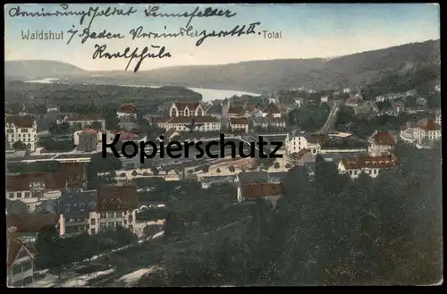 ALTE POSTKARTE WALDSHUT TOTAL PANORAMA BAHNHOF STEMPEL VEREINSLAZARETT FELDPOST gare station Ansichtskarte postcard cpa