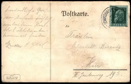 ALTE POSTKARTE LUDWIGSHAFEN ABSOLVIA REALIA 1913 Couleurkarte Studentika Studentica Schule Ansichtskarte postcard cpa AK