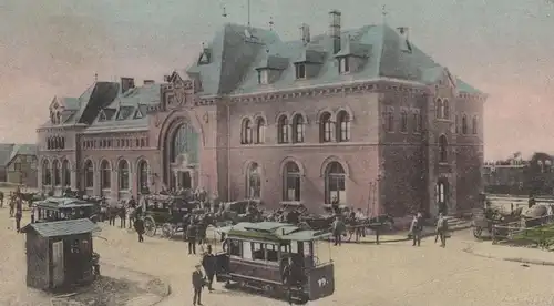 ALTE POSTKARTE GRUSS AUS KASTEL AM RHEIN BAHNHOF Strassenbahn Kutsche Mainz gare station Ansichtskarte cpa postcard AK