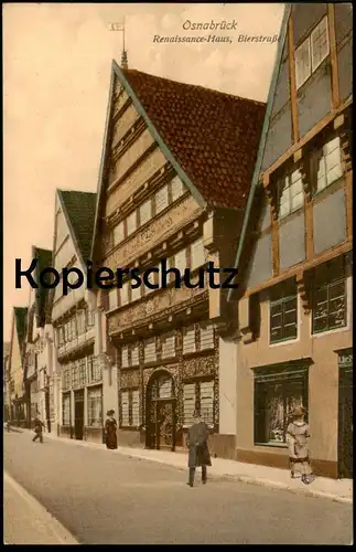 ALTE POSTKARTE OSNABRÜCK RENAISSANCE HAUS BIERSTRASSE FRAU MIT HUT MANN MIT ZYLINDER postcard Ansichtskarte cpa AK