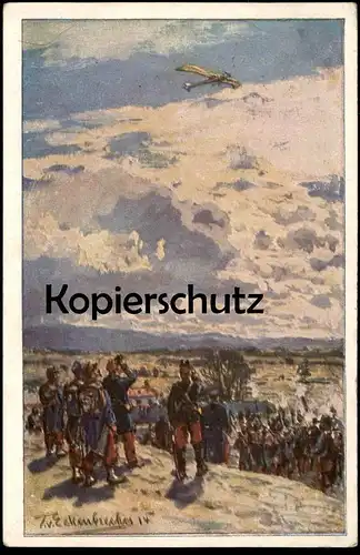 ALTE KÜNSTLER POSTKARTE BESCHIESSUNG EINER TAUBE FLUGZEUG T. V. ECKENBRECHER Airplane Luftfahrt Ansichtskarte postcard