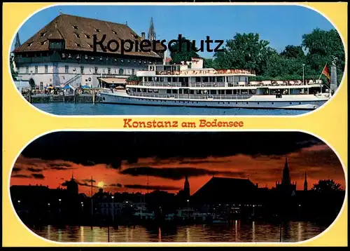 ÄLTERE POSTKARTE KONSTANZ AM BODENSEE ABENDSTIMMUNG SCHIFF BADEN Ansichtskarte AK postcard cpa