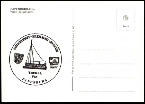 ÄLTERE POSTKARTE PAPENBURG WIEK HAUPTKANAL STEMPEL SCHIFF THEKLA VON PAPENBURG MUSEUM ship Ansichtskarte AK postcard cpa