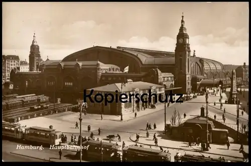 ALTE POSTKARTE HAMBURG HAUPTBAHNHOF 1927 BAHNHOF station gare train Zug Eisenbahn Waggon Tram Ansichtskarte cpa postcard