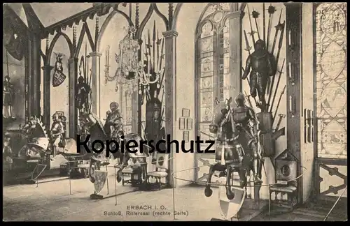 ALTE POSTKARTE ERBACH SCHLOSS RITTERSAAL RECHTE SEITE RITTER Mittelalter castle chevalier knight Ansichtskarte postcard