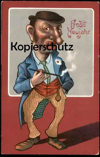 ALTE POSTKARTE PROSIT NEUJAHR KARIKATUR NASE BEINE TASCHENUHR anti semitic caricature jew Ansichtskarte cpa AK postcard