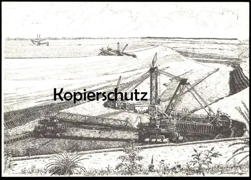 ÄLTERE POSTKARTE TAGEBAU HAMBACH BRAUNKOHLENTAGEBAU SCHAUFELRADBAGGER MAN AEG Bagger coal Rheinische Braunkohlenwerke