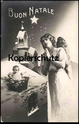 ALTE POSTKARTE BUON NATALE FROHE WEIHNACHTEN ENGEL SCHUTZENGEL Baby bébé angel ange cpa postcard Ansichtskarte AK