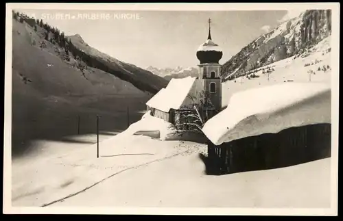 ALTE POSTKARTE STUBEN AM ARLBERG KIRCHE Klösterle Kloesterle Austria Autriche Winter hiver snow neige cpa postcard AK