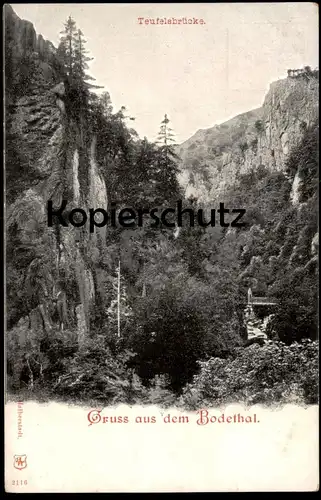 ALTE POSTKARTE GRUSS AUS DEM BODETHAL TEUFELSBRÜCKE HARZ BODETAL cpa postcard AK Ansichtskarte