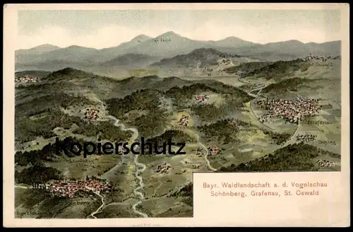 ALTE POSTKARTE BAYRISCHE WALDLANDSCHAFT SCHÖNBERG GRAFENAU ST. OSWALD KLEBSTEIN BÄRNSTEIN EUGEN FELLE ISNY Ansichtskarte