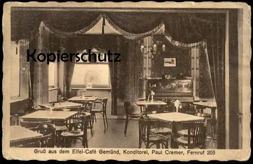 ALTE POSTKARTE GRUSS AUS DEM EIFEL-CAFÉ GEMÜND KONDITOREI PAUL CREMER Schleiden Ansichtskarte cpa postcard AK