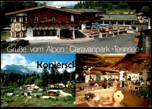 ÄLTERE POSTKARTE ALPEN CARAVAN PARK TENNSEE KLAIS KRÜN ALPENSTRASSE GARMISCH INNSBRUCK camping Ansichtskarte postcard