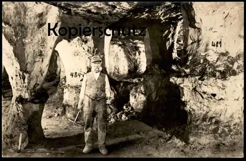 ALTE POSTKARTE WALLDORF SANDMACHER ROTH WERKZEUG SANDSTEIN- MÄRCHEN- & SAGENHÖHLE Höhle Grotte cave Bergmann Meiningen