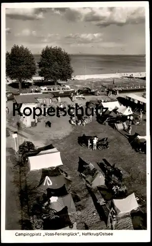 ALTE POSTKARTE CAMPING VOSS FERIENGLÜCK HAFFKRUG VW KÄFER BUS STOSS OSTSEEBAD SCHARBEUTZ cpa AK Ansichtskarte postcard