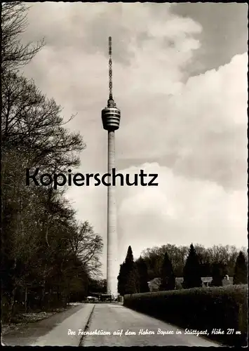 ÄLTERE POSTKARTE STUTTGART DER FERNSEHTURM AUF DEM HOHEN BOPSER HÖHE 211m Turm tower tour Ansichtskarte postcard AK cpa