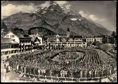 ÄLTERE POSTKARTE GLARUS ÖFFENTLICHE LANDSGEMEINDE-VEREIDIGUNG swearing-in ceremony Kanton Glarus Schweiz Suisse cpa AK