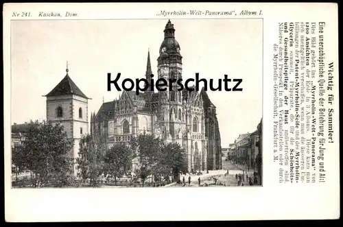 ALTE POSTKARTE KASCHAU DOM KOSICE MYRRHOLIN-WELT PANORAMA FRANKFURT Ansichtskarte AK postcard cpa