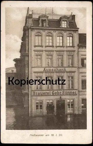 ALTE POSTKARTE KÖLN HOCHWASSER 18.01.1920 AUSSCHANK BRAUEREI GEBR. SÜNNER CÖLN flood inondation postcard Ansichtskarte