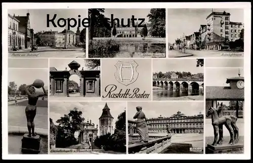 ALTE POSTKARTE RASTATT BADEN PARTIE AM BAHNHOF BAHNHOFSTRASSE EINSIEDLERKAPELLE SCHLOSS Ansichtskarte AK cpa postcard