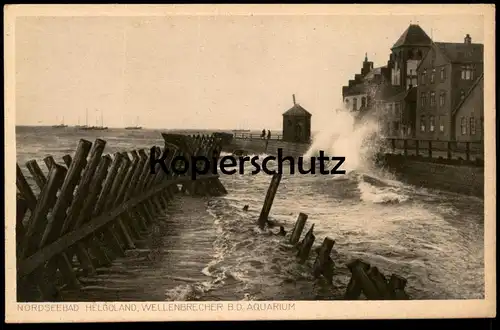 ALTE POSTKARTE NORDSEEBAD HELGOLAND WELLENBRECHER BEI DEM AQUARIUM cpa postcard Ansichtskarte AK