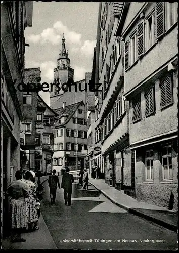 ÄLTERE POSTKARTE TÜBINGEN NECKARGASSE FRAUEN ROCK KIND MANN DROGERIE Ansichtskarte postcard AK cpa