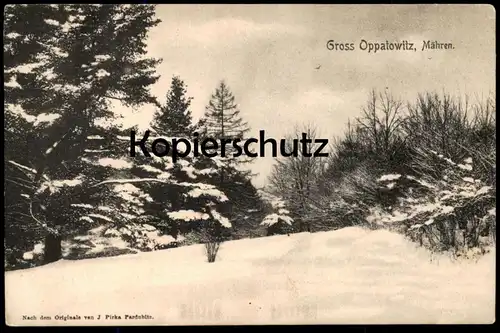 ALTE POSTKARTE GROSS OPPATOWITZ MÄHREN WINTER SCHNEE J. PIRKA Opatowitz Velke Opatovice Ansichtskarte cpa AK postcard