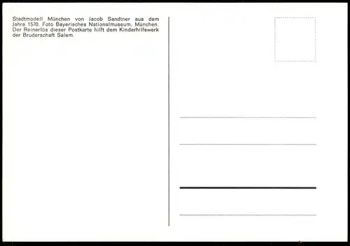 ÄLTERE POSTKARTE MÜNCHEN STADTMODELL JAHR 1570 JACOB SANDTNER Modell postcard model Ansichtskarte AK cpa