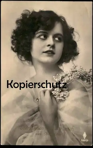 ALTE POSTKARTE HERZLICHEN GLÜCKWUNSCH ZUM NAMENSTAG FRAU BLUMENREIF Mädchen girl enfant Ansichtskarte AK cpa postcard