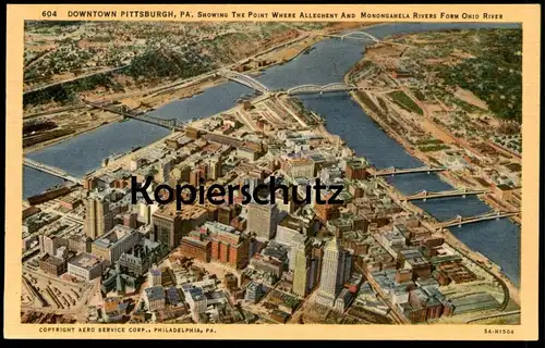 ALTE POSTKARTE DOWNTOWN PITTSBURGH PA POINT OF ALLEGHENY MONONGAMELA RIVERS FORM OHIO RIVER postcard cpa Ansichtskarte