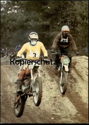 ÄLTERE POSTKARTE MOTOCROSS DDR Nr. 7 & Nr. 45 MZ Motorrad Moto Velo Motorbike racing course Rennen Ansichtskarte cpa AK