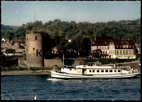 ÄLTERE POSTKARTE HOTEL KÖNIGSTUHL MIT SCHIFF RHENS AM RHEIN Motorschiff ship bateau Ansichtskarte AK postcard