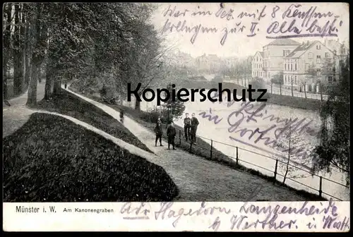 ALTE POSTKARTE MÜNSTER WESTFALEN AM KANONENGRABEN 1908 Jungen Schüler Kinder boys children Ansichtskarte cpa postcard AK