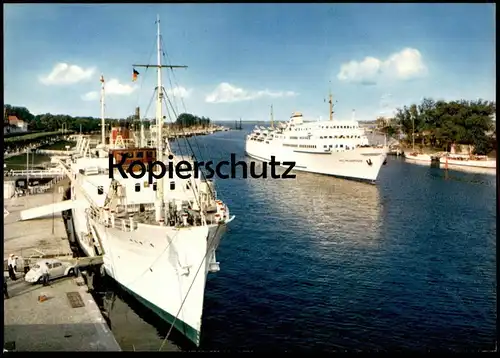 ALTE POSTKARTE OSTSEEBAD TRAVEMÜNDE HAFEN FÄHRE VW KÄFER Fährschiff ferry bateau ship port harbour AK cpa postcard