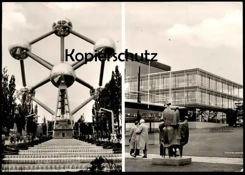 ALTE POSTKARTE ZOEPPRITZ WOLLDECKEN AUF DER WELTAUSSTELLUNG BRÜSSEL ATOMIUM HEIDENHEIM MERGELSTETTEN Ansichtskarte cpa