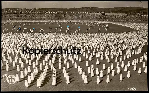 ALTE KARTE 15. TURNFEST STUTTGART 1933 VORFÜHRUNG IM STADION ERÖFFNUNGSFEIER TURNER SPORTLER postcard cpa Ansichtskarte