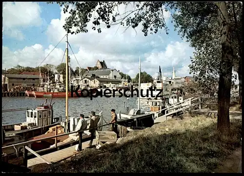 ÄLTERE POSTKARTE OSTSEEBAD HEILIGENHAFEN FISCHEREIHAFEN HAFEN port postcard Ansichtskarte cpa AK