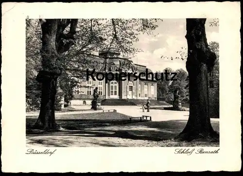 ALTE POSTKARTE DÜSSELDORF SCHLOSS BENRATH BÄUME EICHEN EICHE ODER LINDE LINDEN chateau castle Ansichtskarte postcard