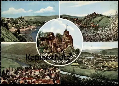 ÄLTERE POSTKARTE GRUSS AUS SAARBURG DIE 1000 JÄHRIGE STADT Ansichtskarte cpa AK postcard