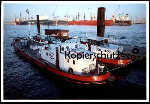 ÄLTERE POSTKARTE ESSO TANK-SCHUTEN IM HAFEN HAMBURG Tankschiff Schiff Motorschiff ship bateau postcard cpa Ansichtskarte