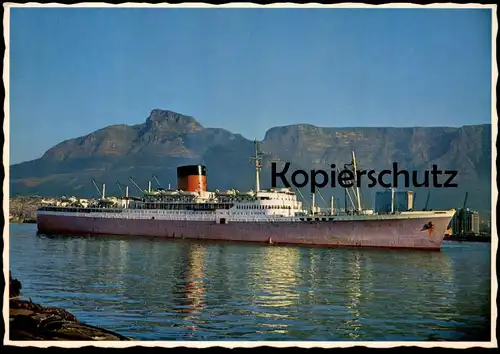 ÄLTERE POSTKARTE R.M.S. EDINBURGH CASTLE IN CAPE TOWN HARBOUR SOUTH AFRICA KREUZFAHRTSCHIFF Schiff Motorschiff ship cpa